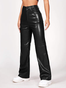 Faux Leather Straight Leg High Rise Pant -  CHANGEHOUSE STORE