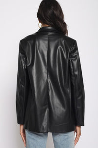 Soft Faux Leather Blazer -  CHANGEHOUSE STORE